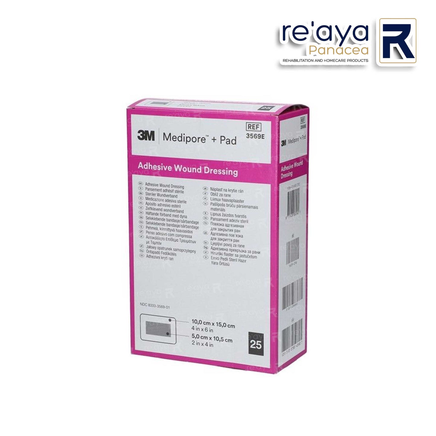 3569E - 3M MEDIPORE + PAD SOFT CLOTH ADHESIVE WOUND DRESSING, SIZE:: 10cm x 15cm (4" x 6")