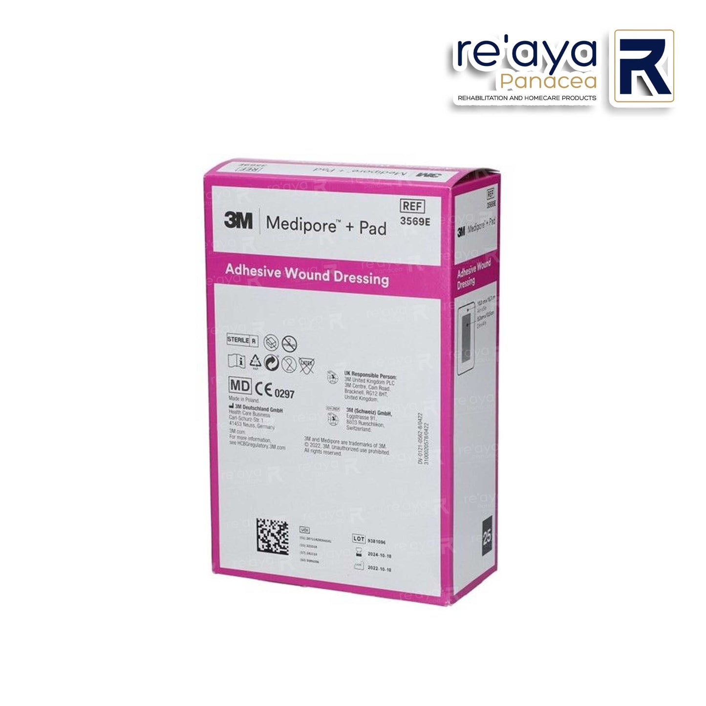 3569E - 3M MEDIPORE + PAD SOFT CLOTH ADHESIVE WOUND DRESSING, SIZE:: 10cm x 15cm (4" x 6")