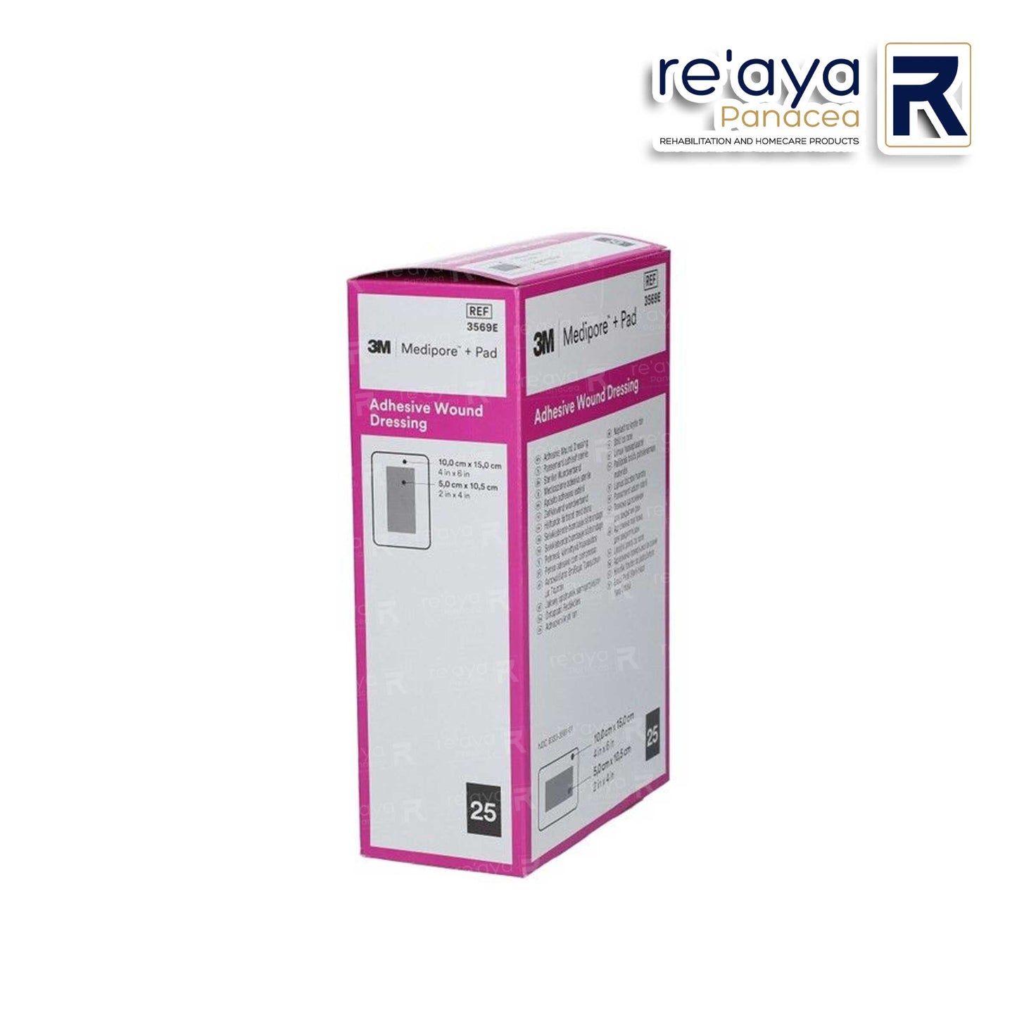 3569E - 3M MEDIPORE + PAD SOFT CLOTH ADHESIVE WOUND DRESSING, SIZE:: 10cm x 15cm (4" x 6")