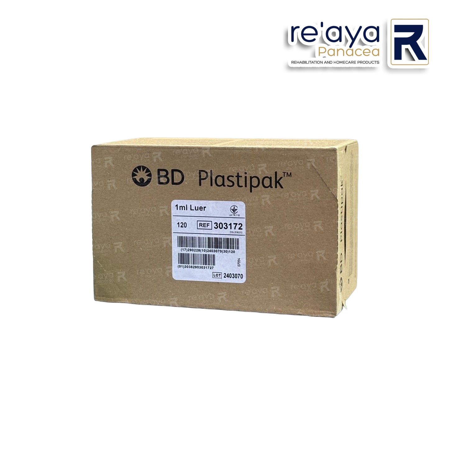 BD PLASTIPAK 303172 - 1ML LUER SLIP SYRINGE, 120'S/BOX