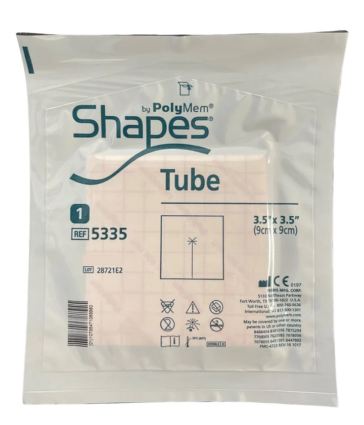 POLYMEM SHAPES 9CM X 9CM, DRESSING TUBE, 5335