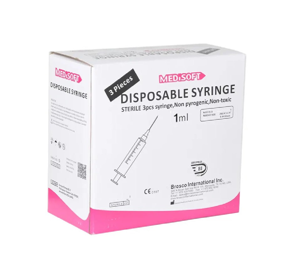 MEDISOFT DISPOSABLE STERILE SYRINGE, 1ml LUERSLIP, PACK OF 100