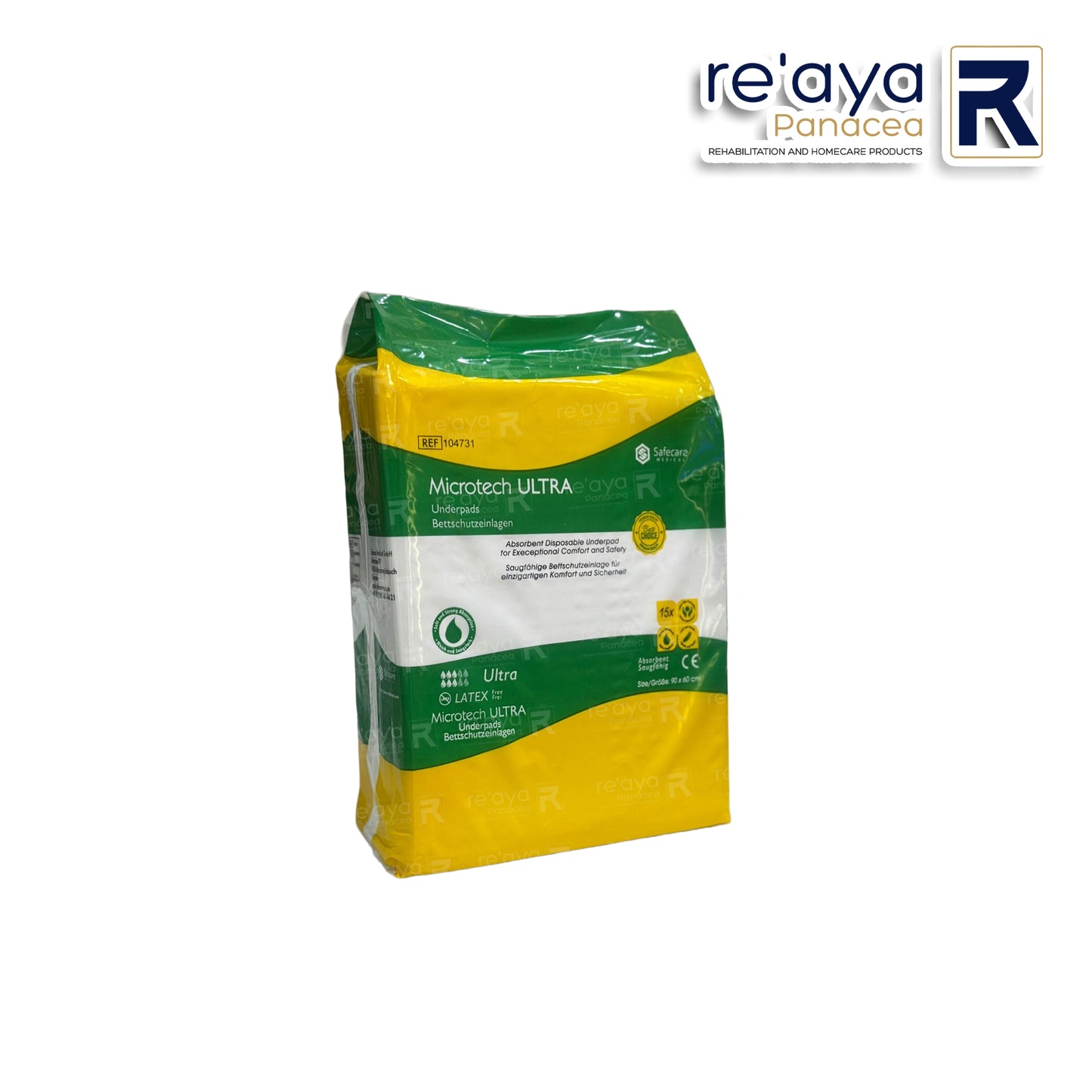 SAFECARE MICROTECH DISPOSABLE ABSORBENT UNDERPADS SIZE: 60cmx90cm, PACK OF 15