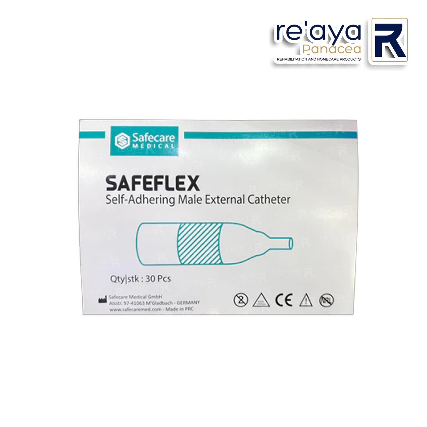 SAFEFLEX SELF-ADHERING MALE EXTERNAL CATHETER, 30'S/PK