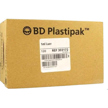 BD PLASTIPAK 303172 - 1ML LUER SLIP SYRINGE, 120'S/BOX