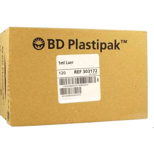 BD PLASTIPAK 303172 - 1ML LUER SLIP SYRINGE, 120'S/BOX