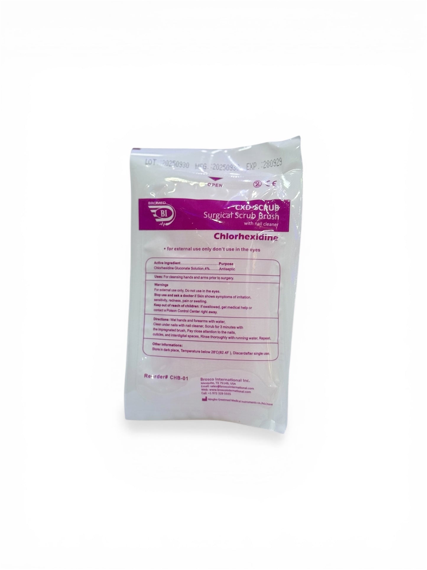 SURGICAL SCRUB BRUSH WITH NAIL CLEANER, CHG - 30/PK