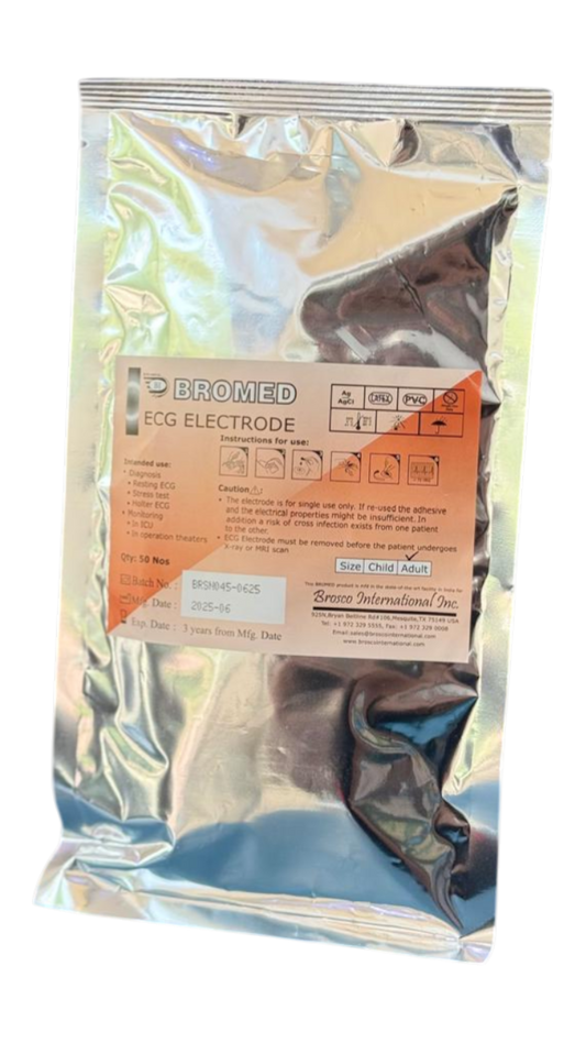 BROMED ECG ELECTRODES, 50'S/PK