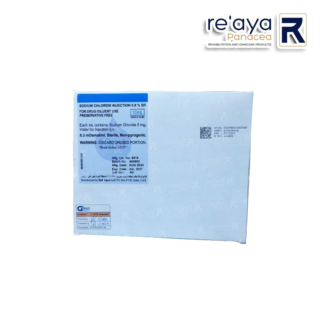 NORMAL SALINE 10ML (AMPOULES) 100's/BOX – Reaya
