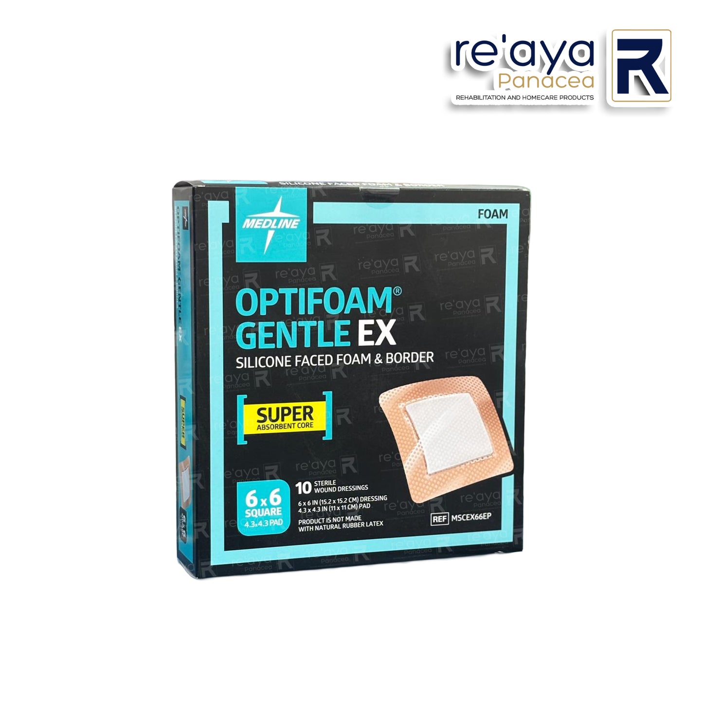 OPTIFOAM GENTLE EX SILICONE FACED FOAM & BORDER, 6 X 6 SQUARE, 10PC/PACK