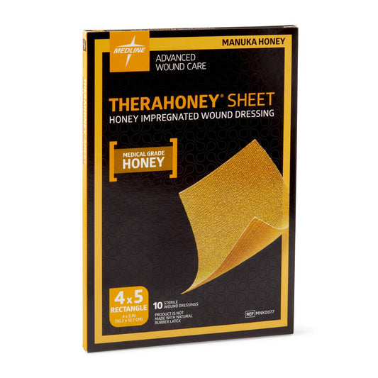 Medline TheraHoney Sheet, Honey Impregnated Wound Dressing, 10.2 x 12.7cm