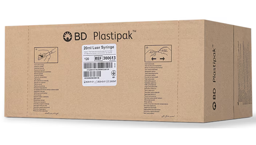 BD PLASTIPAK 300613 - 20ML LUER SLIP SYRINGE, 120'S/BOX