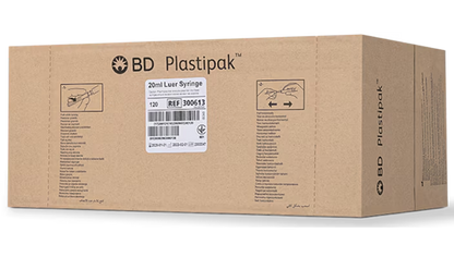 BD PLASTIPAK 300613 - 20ML LUER SLIP SYRINGE, 120'S/BOX