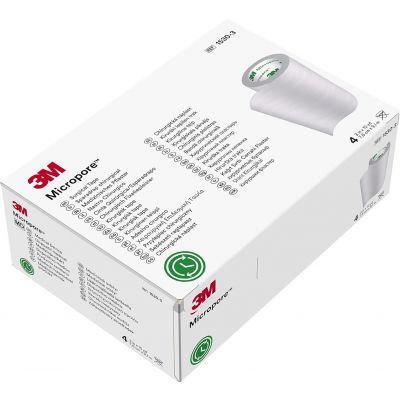 3M Micropore Surgical Tape, 7.6cm x 9.1m (3" x 10 yd) - Pack of 4 Rolls

