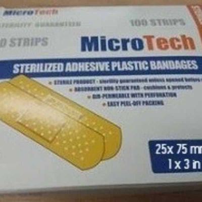 Bandages  MicroTech  Plastic Adhesive Bandages, 25mm x 75mm