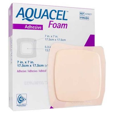 AQUACEL Adhesive Foam Dressing, Square, 17.5x17.5cm (7" x 7"), 10's/Box