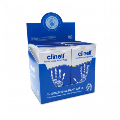 CLINELL ANTIBACTERIAL HAND WIPES 100'S