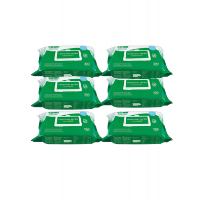 CLINELL UNIVERSAL WIPES PACK OF 200'S, 6 PACKS