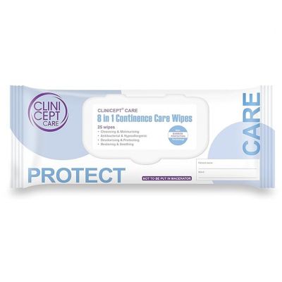 Clinicept Care 8-in-1 Incontinence Wipes (1 Pack-25 Wipes)