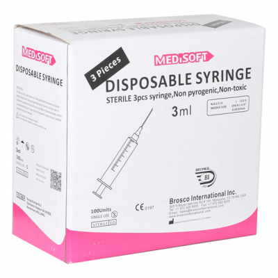 Medisoft Disposable Sterile Syringe, 3ml, Pack of 100