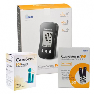 CARESENS™ N (BLOOD GLUCOSE MONITORING SYSTEM) WITH TEST STRIPS AND LANCETS