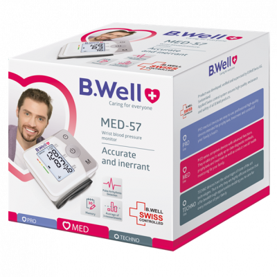 B.Well MED-57 Automatic Wrist Blood Pressure Monitor with backlight and Intellect Active technology