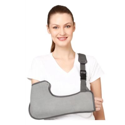 Pouch Arm Sling (Tropical) C01 providing adjustable arm support and immobilization with thumb cradle and ergonomic design for added comfort, ideal for hot and humid climates.