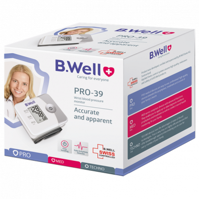 B.Well PRO-39 Wrist Blood Pressure Monitor – Portable device with arrhythmia detection and memory