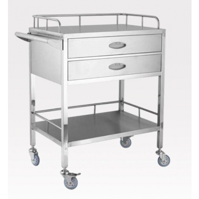 Stainless Steel Medical Trolley with Two Drawer