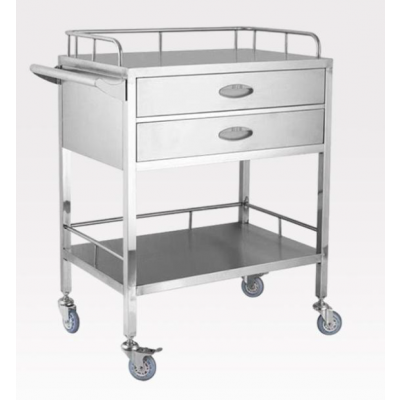 Stainless Steel Medical Trolley SS-02 – Two-Drawer Hospital Cart