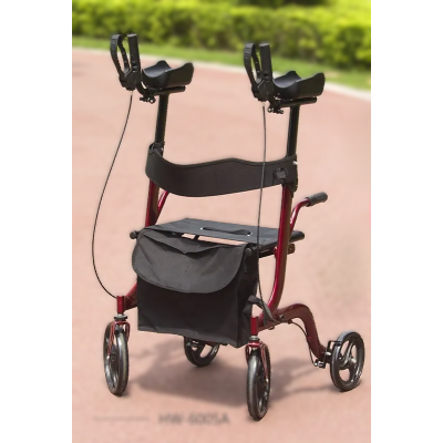 Portable Upright Rollator with seat, arm pad and bag